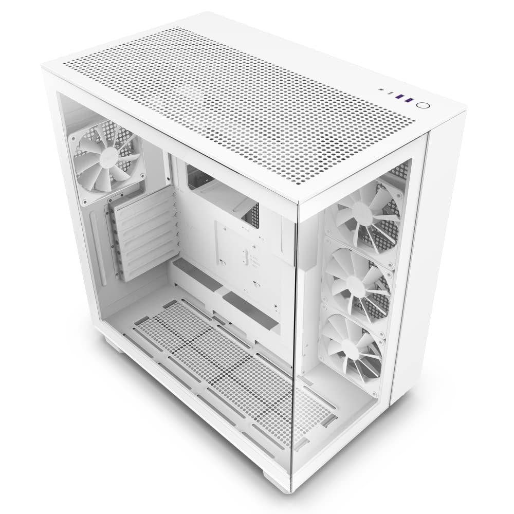 NZXT H9 Flow RGB Large Dual-Chamber Mid-Tower White ATX Airflow Case with RGB