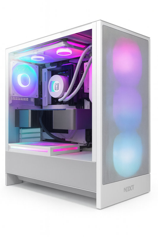 NZXT H5 Flow – White (CC-H52FW-R1) Compact High-Airflow ATX Case