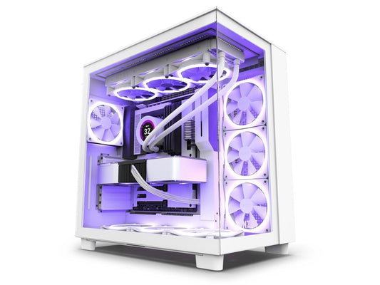 NZXT H9 Flow RGB Large Dual-Chamber Mid-Tower White ATX Airflow Case with RGB